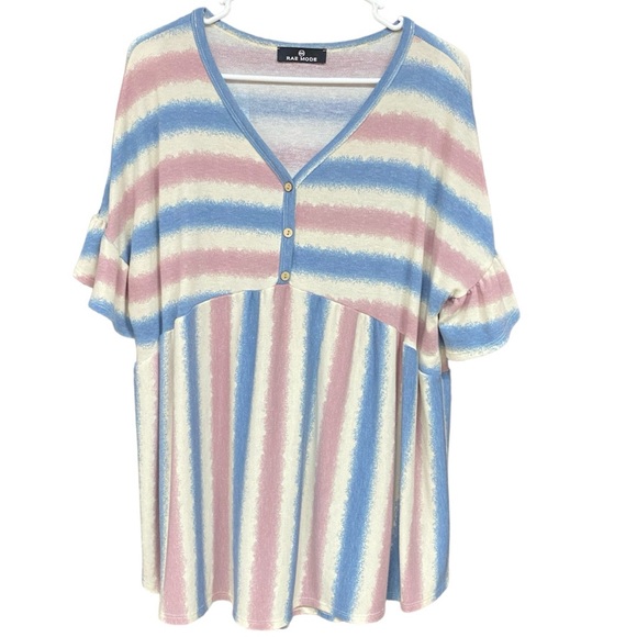 Rae Mode Tops - Rae Mode Pastel Striped Babydoll Top L